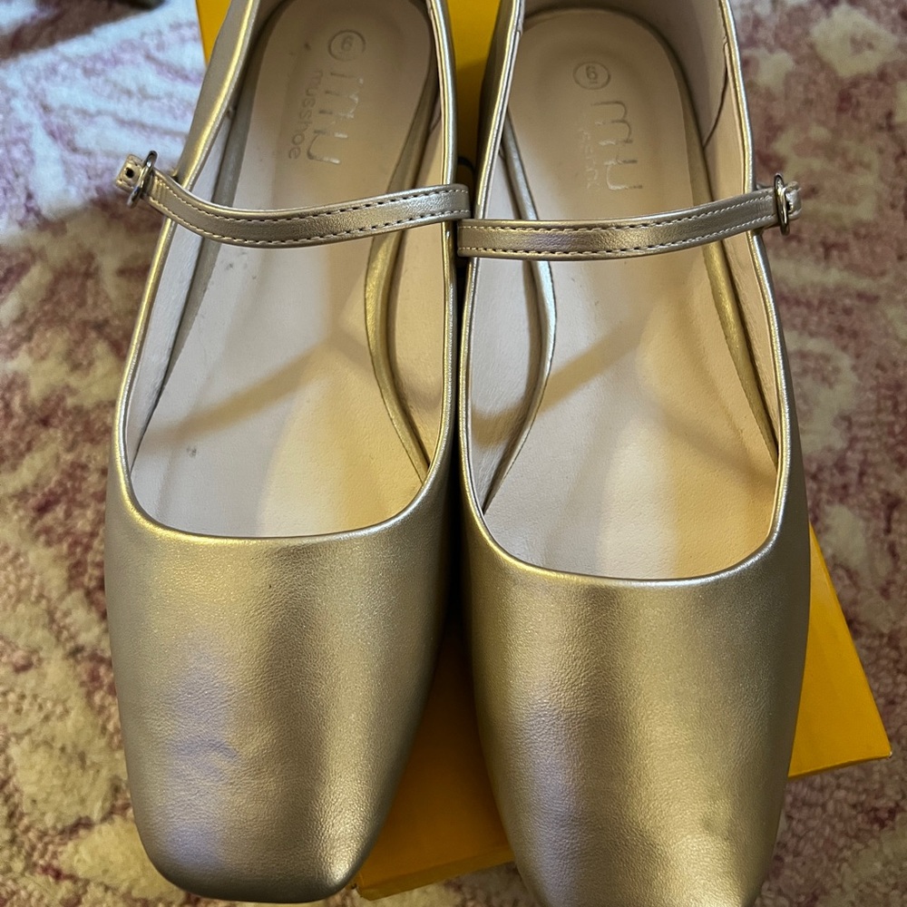 Gold Mary Jane Flats - Picture 7 of 8